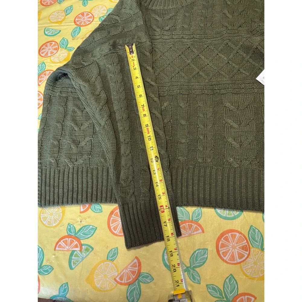 Cottagecore Womens Time and Tru Cable‎ Knit Sweater L Olive Green